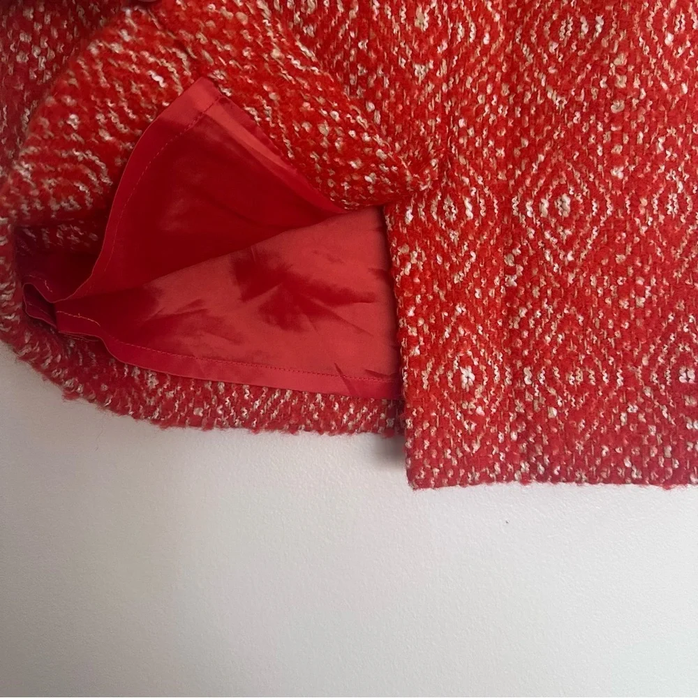 J. Crew Vibrant Orange and White Textured Pencil Skirt Size 4